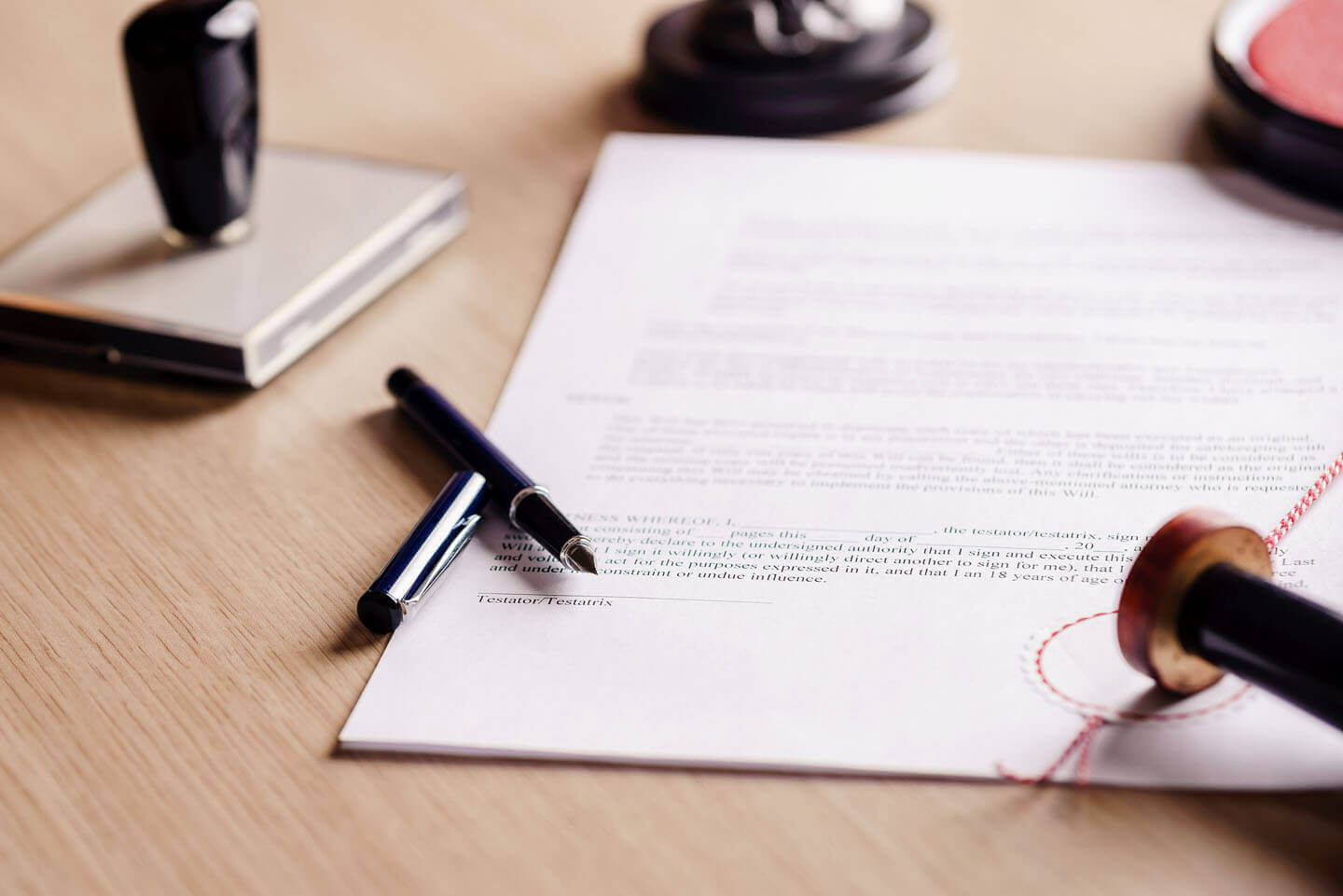 A will document on a desk